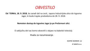 Obvestilo-zapora Industrijske ulice